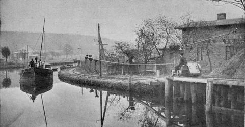A Motor Car Tows a Barge up the Finow Canal in Germany